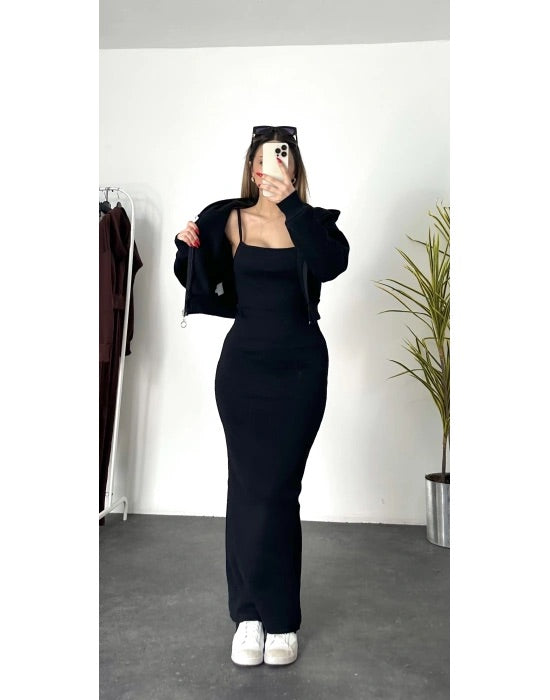 Ensmble ROBE VESTE CROP TOP ZIPPER
